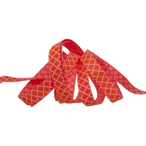 PREORDER - Renaissance Ribbons - True Colors 2025 - On the Grid in Salmon - 3 8  width - By Tula Pink - One Yard on Sale