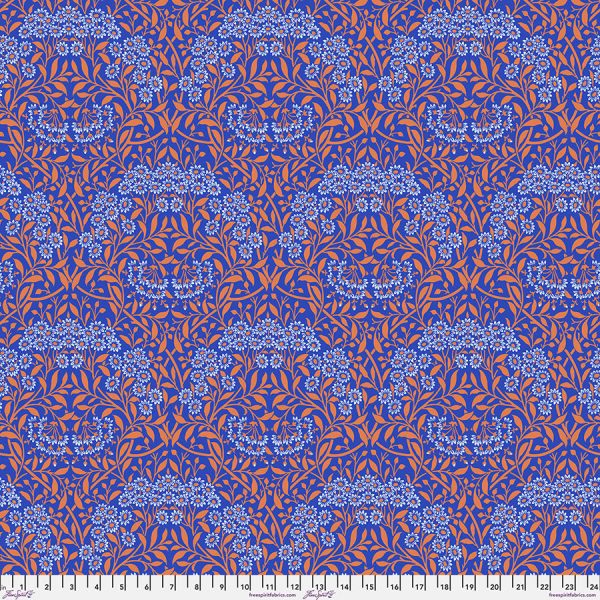 Kaffe x Morris & Co. - Michaelmas Daisy in Cobalt - Kaffe Fassett and William Morris - PWKW007.COBALT - Half Yard Supply